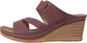 Wide Width Platform Sandals for Women Adjustable Buckle Strap Slip On Casual Wedges Shoes Summer Comfort Slippers