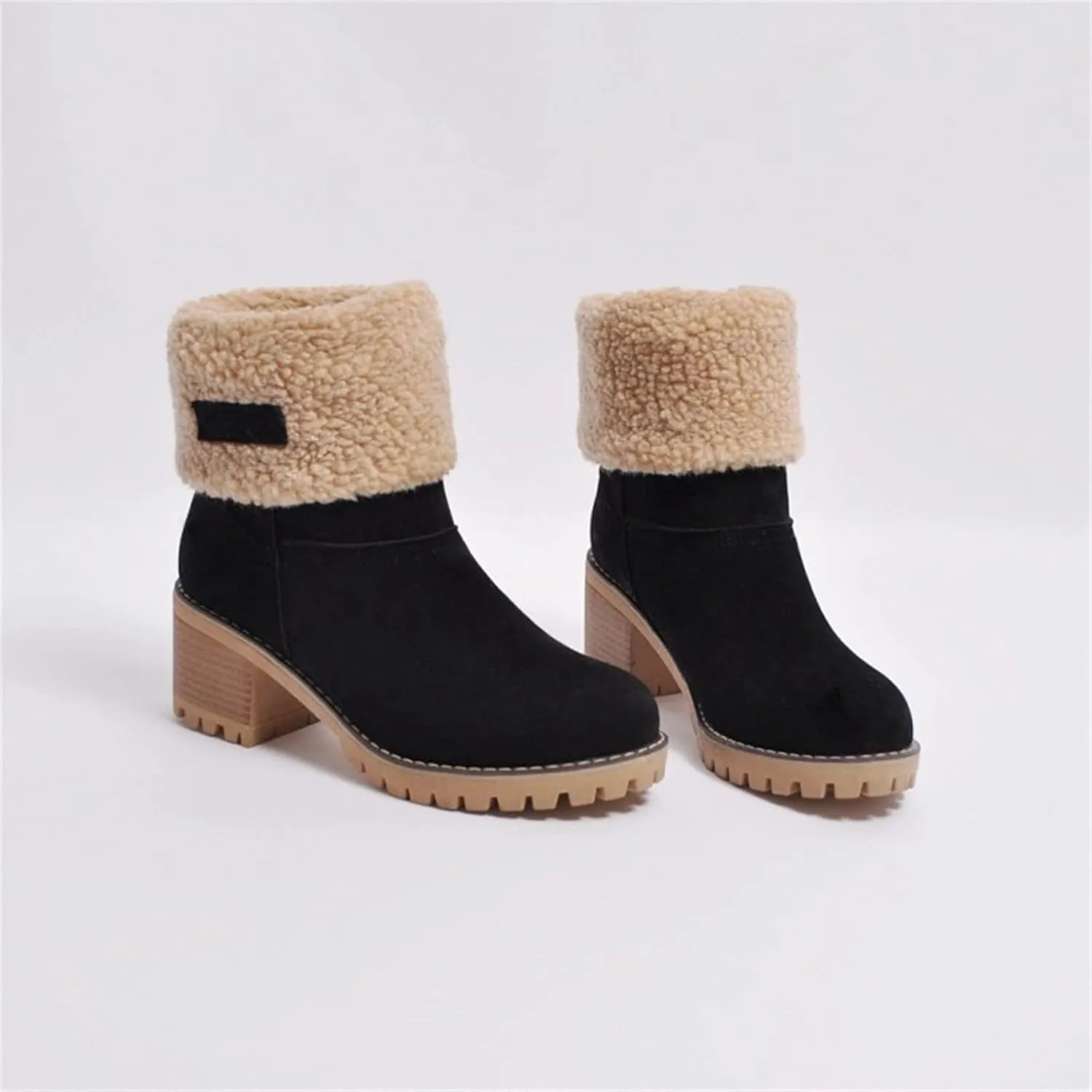 Winter Boots For Women 2024 Mid Calf Fashion Snow Boots Fur Lined Warm Comfortable Slip On Short Ankle Booties