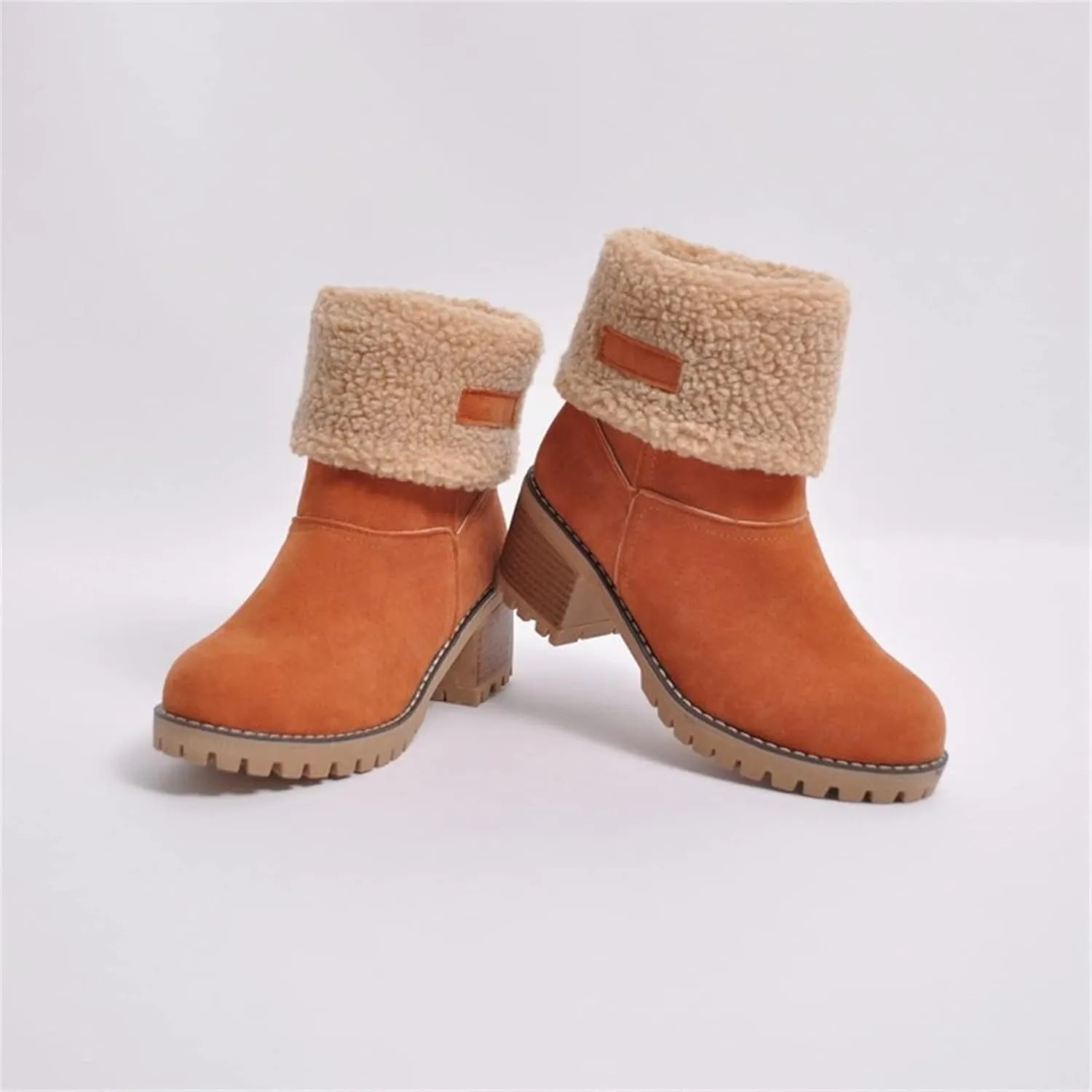 Winter Boots For Women 2024 Warm Faux Fur Lined Mid Calf Snow Boots Comfortable Walking Slip On Short Ankle Booties