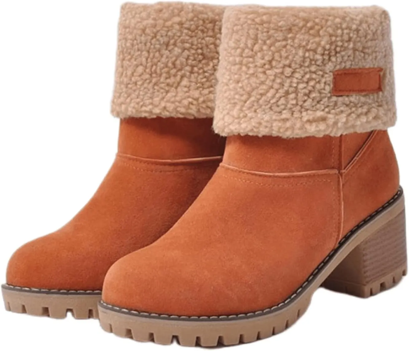 Winter Boots For Women 2024 Warm Faux Fur Lined Mid Calf Snow Boots Comfortable Walking Slip On Short Ankle Booties