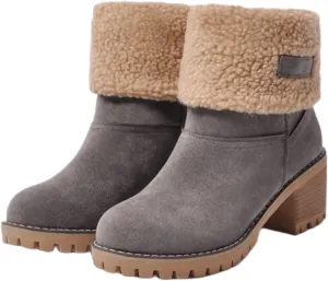 Winter Boots For Women Fashion Snow Boots 2024 Lightweight Cold Weather Fur Lined Warm Mid Calf Boots Ankle Booties