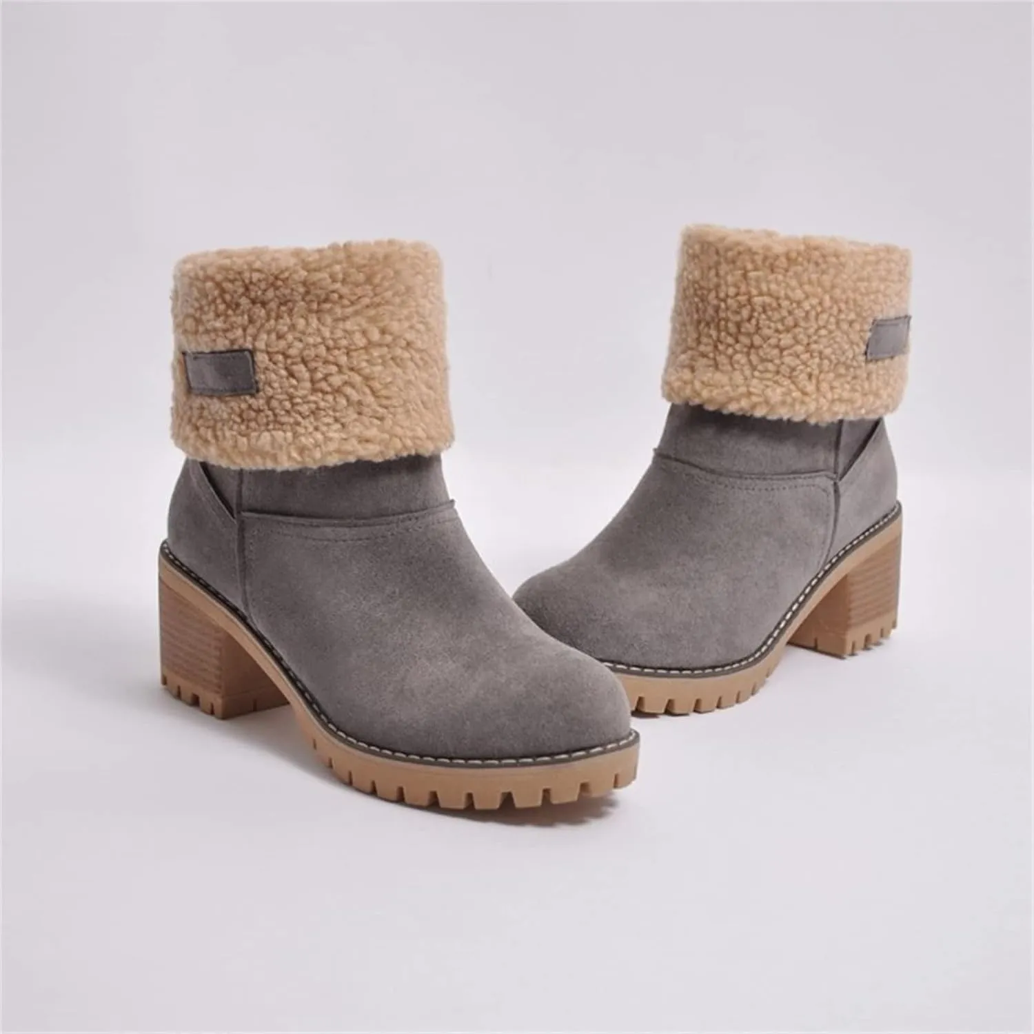 Winter Boots For Women Fashion Snow Boots 2024 Lightweight Cold Weather Fur Lined Warm Mid Calf Boots Ankle Booties