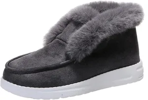 Winter Boots For Women Warm Snow Boots Slip on Insulated Fur Lined Lightweight Cold Weather Ankle Booties Loafers