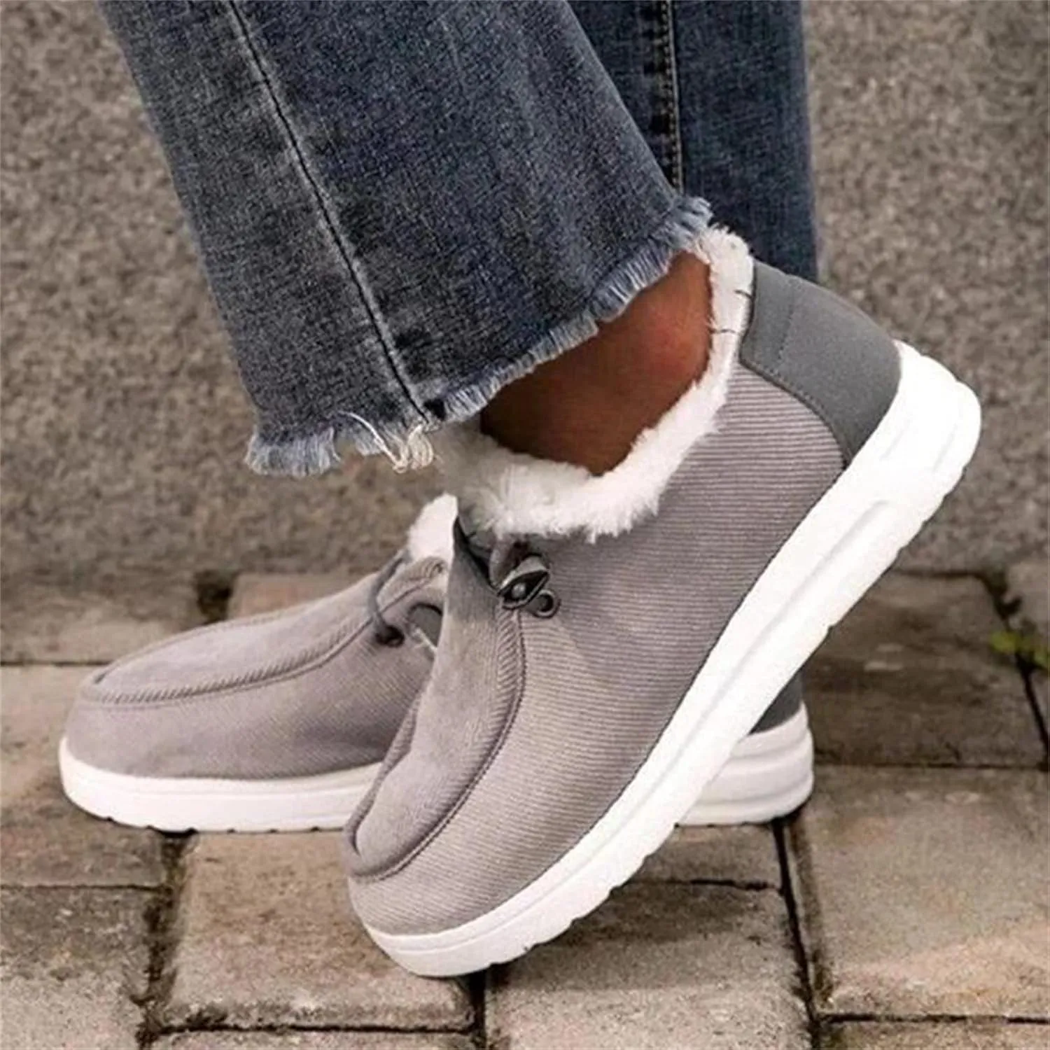 Winter Fashion Boots For Women 2024 Casual Slip-on Warm Loafers Shoes Faux Fur-Lined Comfortable Snow Ankle Booties