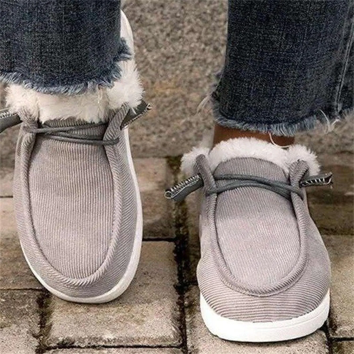 Winter Fashion Boots For Women 2024 Casual Slip-on Warm Loafers Shoes Faux Fur-Lined Comfortable Snow Ankle Booties