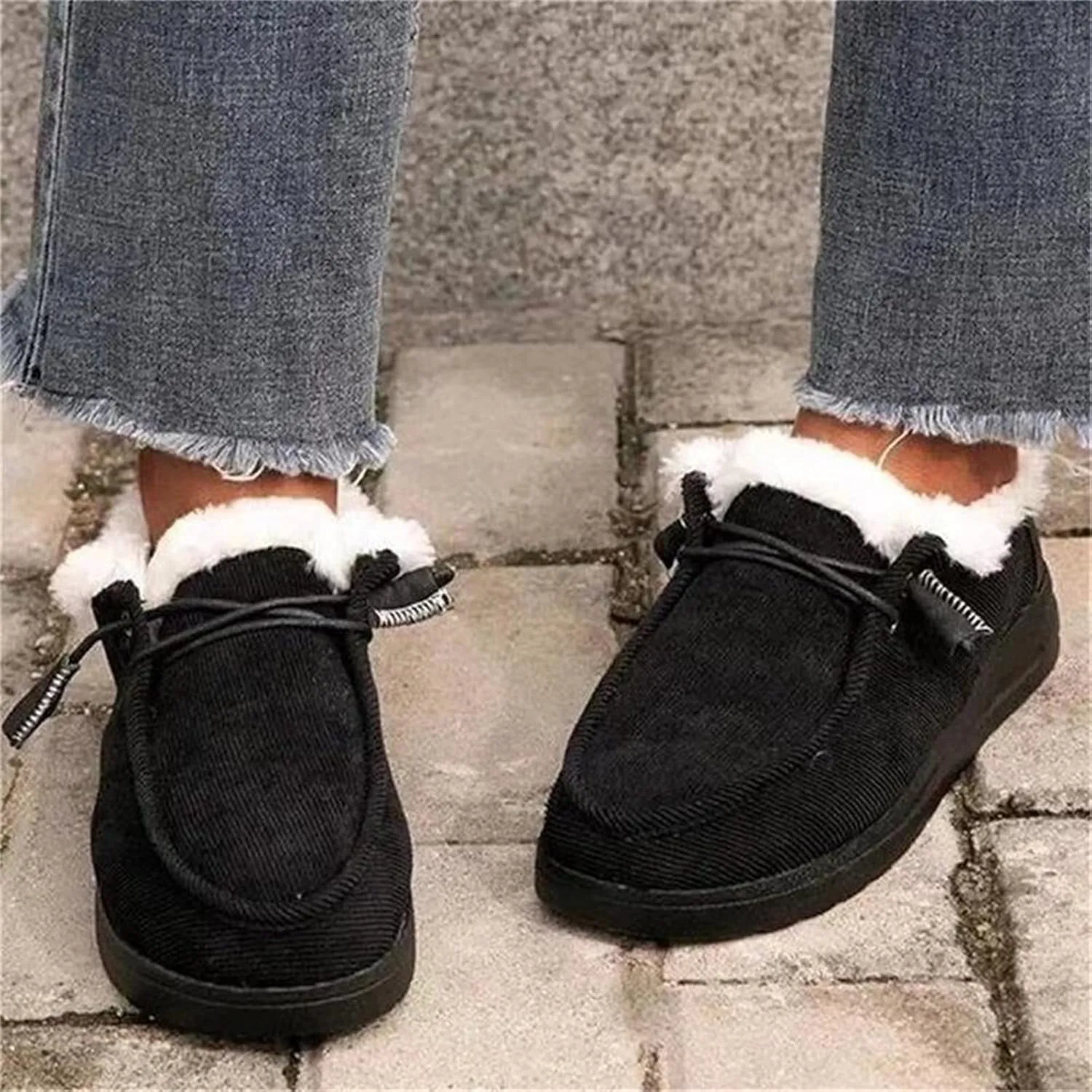 Winter Fashion Boots For Women 2024 Warm Fur Lined Snow Boots Outdoor Short Ankle Booties Slip On Loafers Shoes