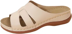 Women Summer Solid Slip On Casual Open Toe Wedges Comfortable Beach Shoes Sandals Flat Feet Arch Support Women Sandals
