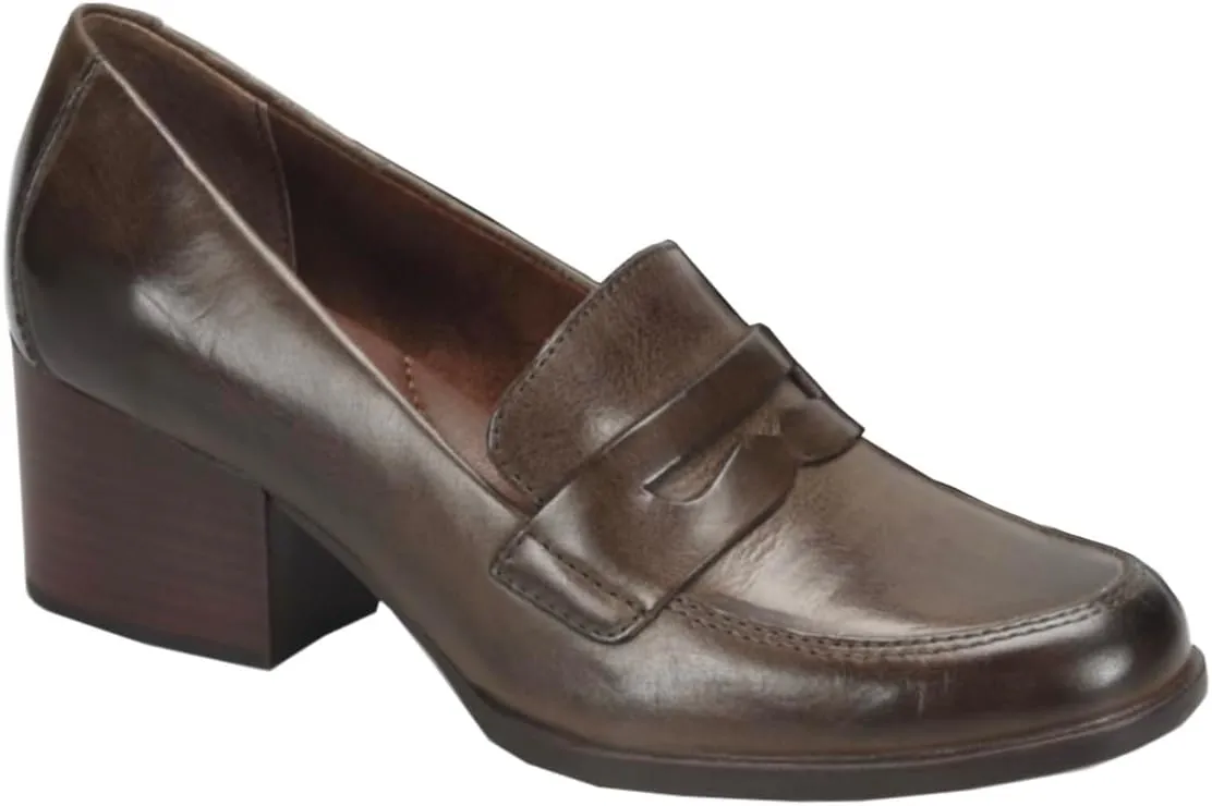 Women Vintage Chunky Stacked Heel Loafers Pumps Closed Round Toe Slip On Burnished Loafer 2 Inch Mid Block Heels Matte Leather Work Shoes Office Ladies Dressy Elegant Party Chic 4-11 M US