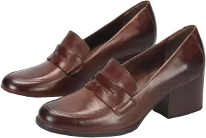 Women Vintage Chunky Stacked Heel Loafers Pumps Closed Round Toe Slip On Burnished Loafer 2 Inch Mid Block Heels Matte Leather Work Shoes Office Ladies Dressy Elegant Party Chic 4-11 M US