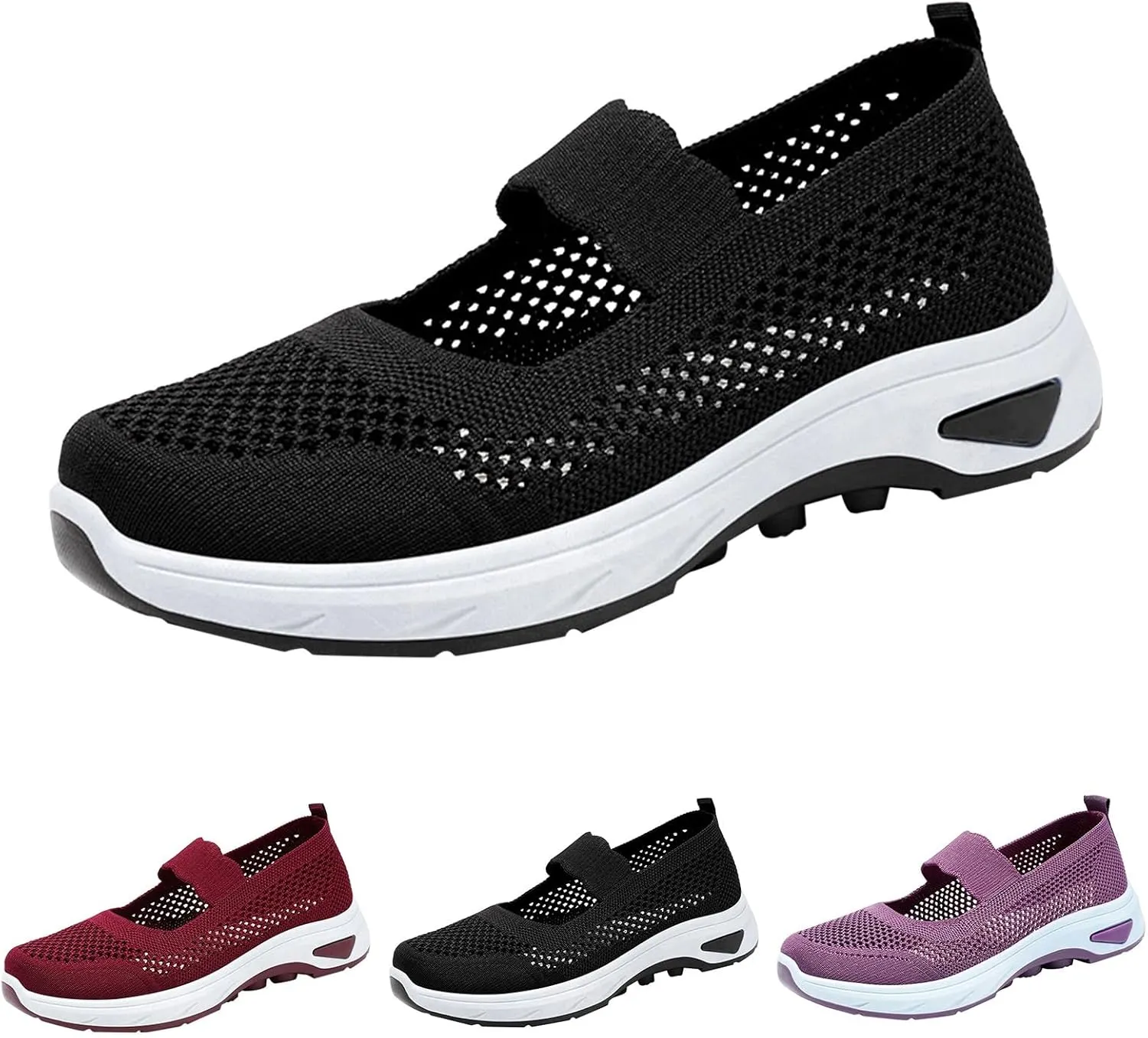 Women Walking Shoes Comfortable Slip On Sneakers Knit Lightweight Breathable Walking Shoes for Work Travel