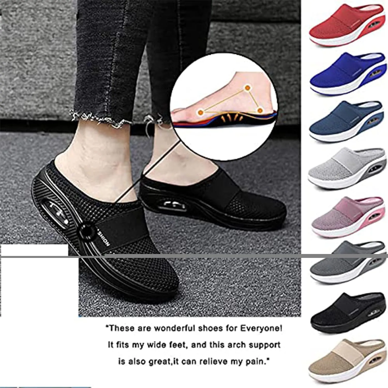 Women's Air Cushion Slip On Walking Shoes Comfortable Mesh Fashionable Women's Walking Shoes Orthopedic Diabetic Slippers