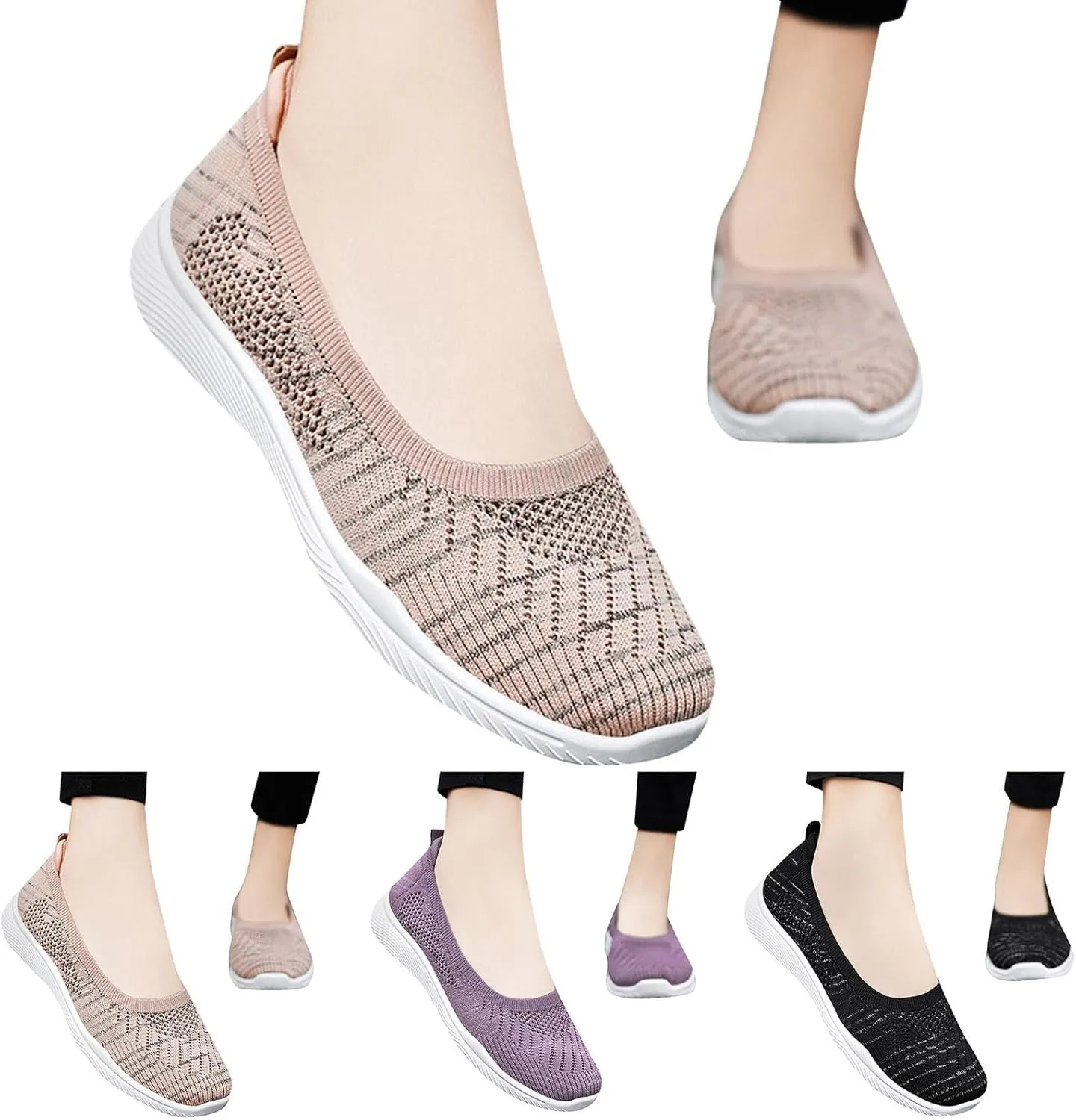 Womens Canvas Slip on Sneakers Walking Tennis Flat Dress Loafers Platform Wedge Mesh Shoes Embroidery Sneakers Casual Close