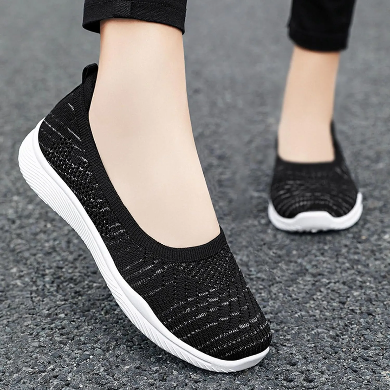 Womens Canvas Slip on Sneakers Walking Tennis Flat Dress Loafers Platform Wedge Mesh Shoes Embroidery Sneakers Casual Close