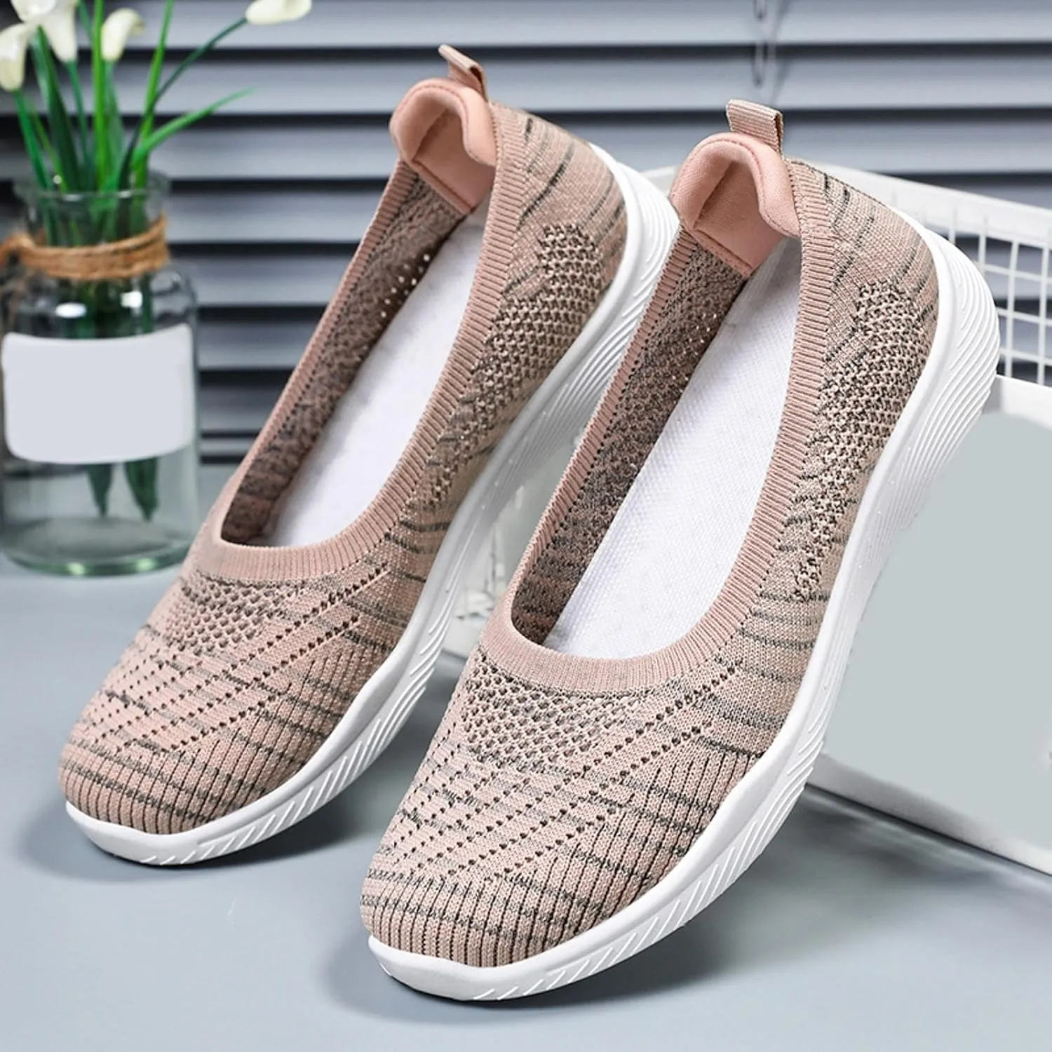 Womens Canvas Slip on Sneakers Walking Tennis Flat Dress Loafers Platform Wedge Mesh Shoes Embroidery Sneakers Casual Close