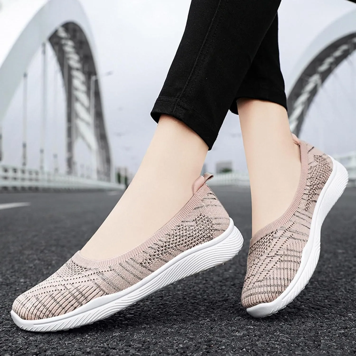 Womens Canvas Slip on Sneakers Walking Tennis Flat Dress Loafers Platform Wedge Mesh Shoes Embroidery Sneakers Casual Close