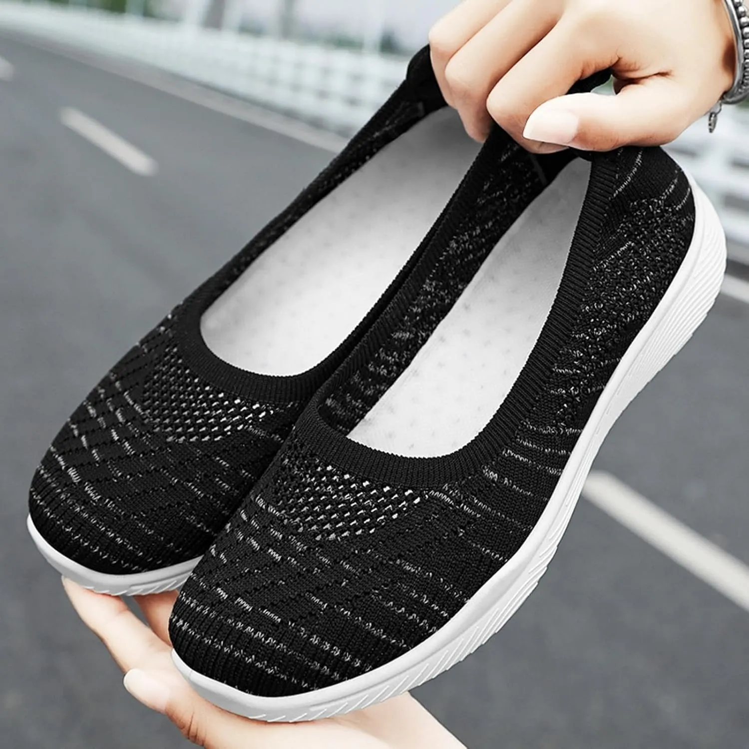 Womens Canvas Slip on Sneakers Walking Tennis Flat Dress Loafers Platform Wedge Mesh Shoes Embroidery Sneakers Casual Close