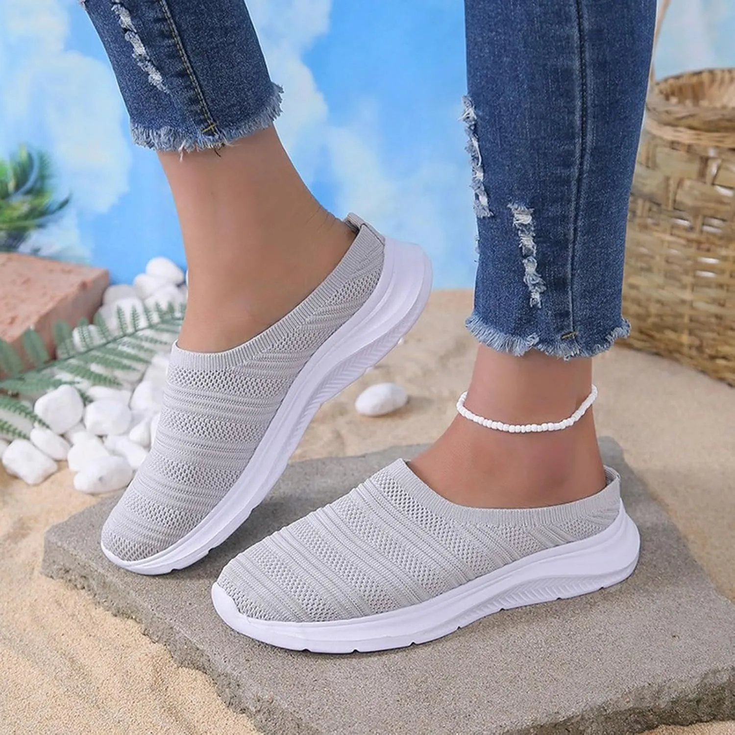 Womens Canvas Slip on Sneakers Walking Tennis Flat Dress Loafers Platform Wedge Mesh Shoes Embroidery Sneakers Casual Outdoor