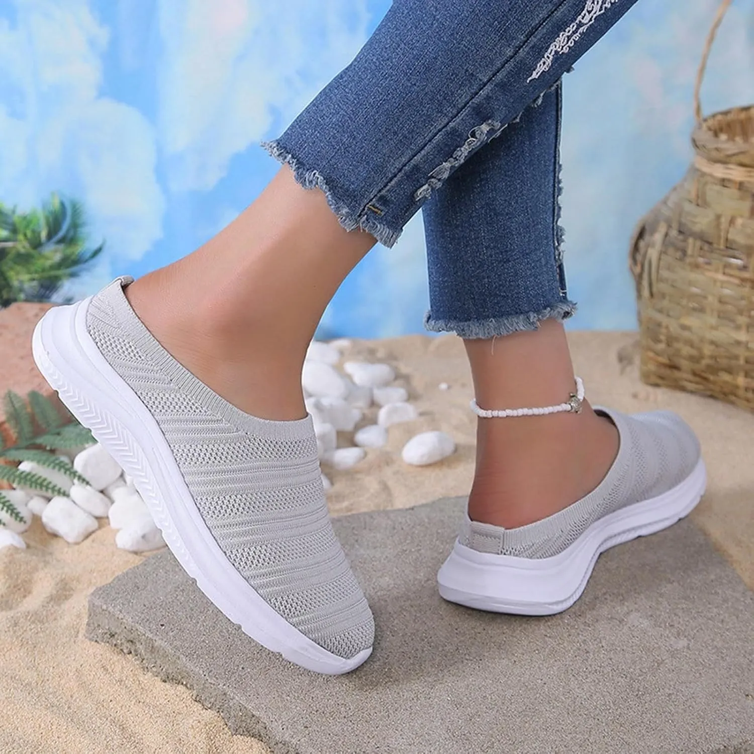 Womens Canvas Slip on Sneakers Walking Tennis Flat Dress Loafers Platform Wedge Mesh Shoes Embroidery Sneakers Casual Outdoor