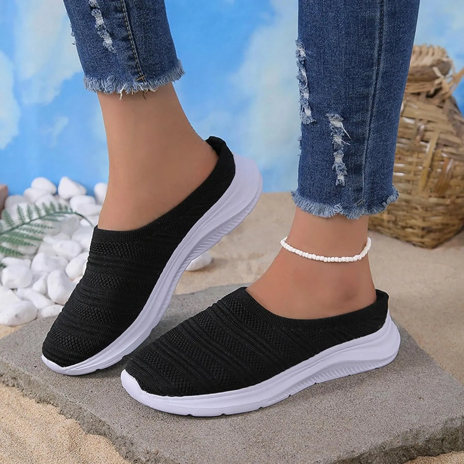 Womens Canvas Slip on Sneakers Walking Tennis Flat Dress Loafers Platform Wedge Mesh Shoes Embroidery Sneakers Casual Outdoor