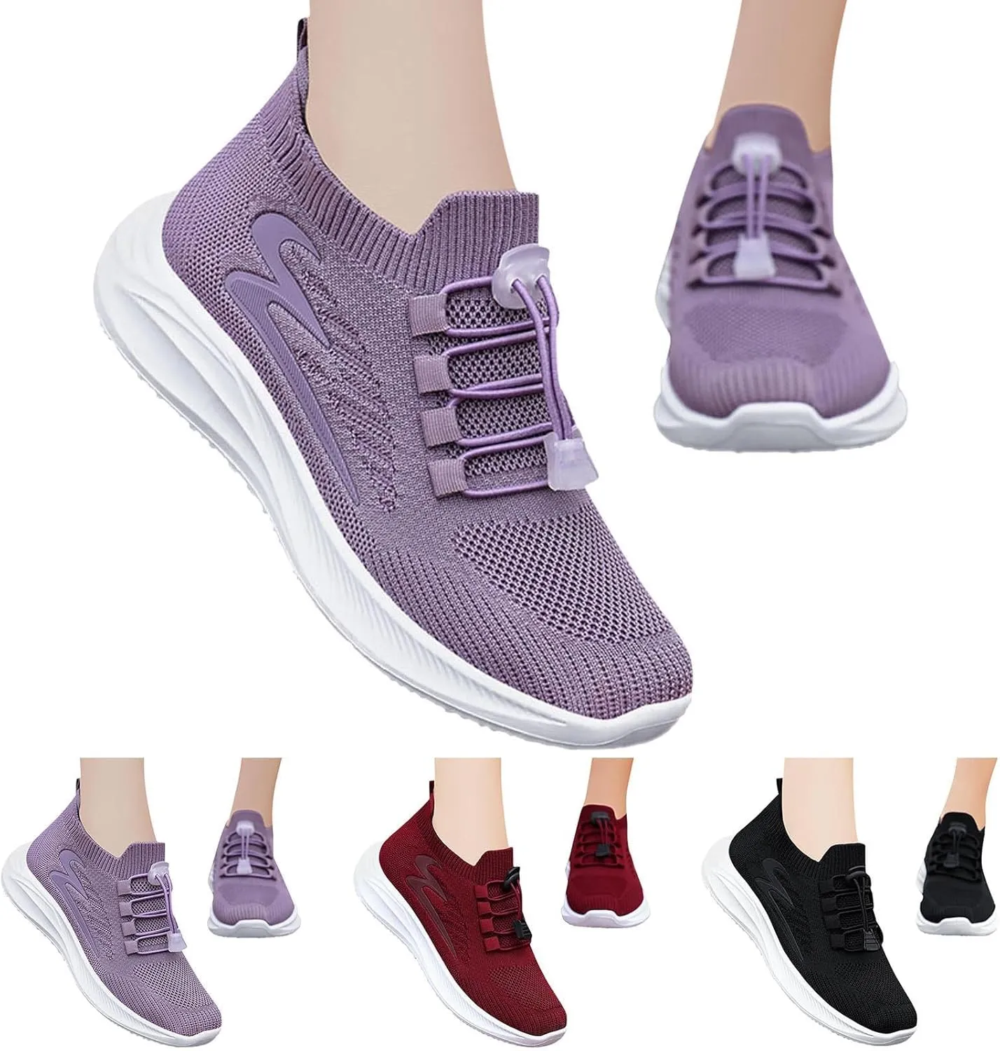 Womens Canvas Slip on Sneakers Walking Tennis Flat Dress Loafers Platform Wedge Mesh Shoes Embroidery Sneakers Casual Slides