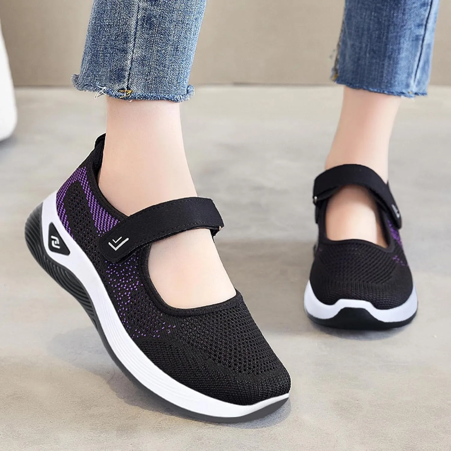 Womens Canvas Slip on Sneakers Walking Tennis Flat Dress Loafers Platform Wedge Mesh Shoes Embroidery Sneakers Casual
