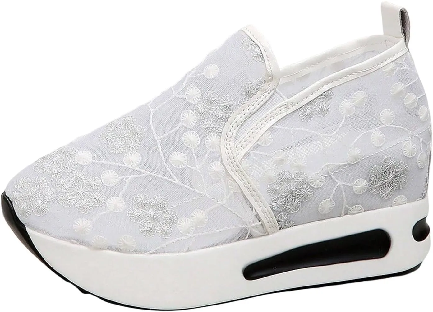 Womens Canvas Slip on Sneakers Walking Tennis Flat Dress Loafers Platform Wedge Mesh Shoes Embroidery Sneakers Casual