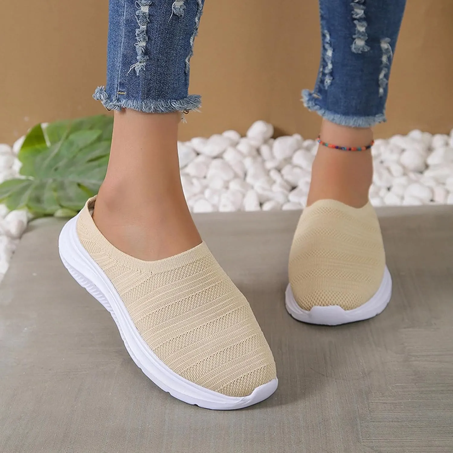 Womens Canvas Slip on Sneakers Walking Tennis Flat Dress Loafers Platform Wedge Mesh Shoes Embroidery Sneakers Casual