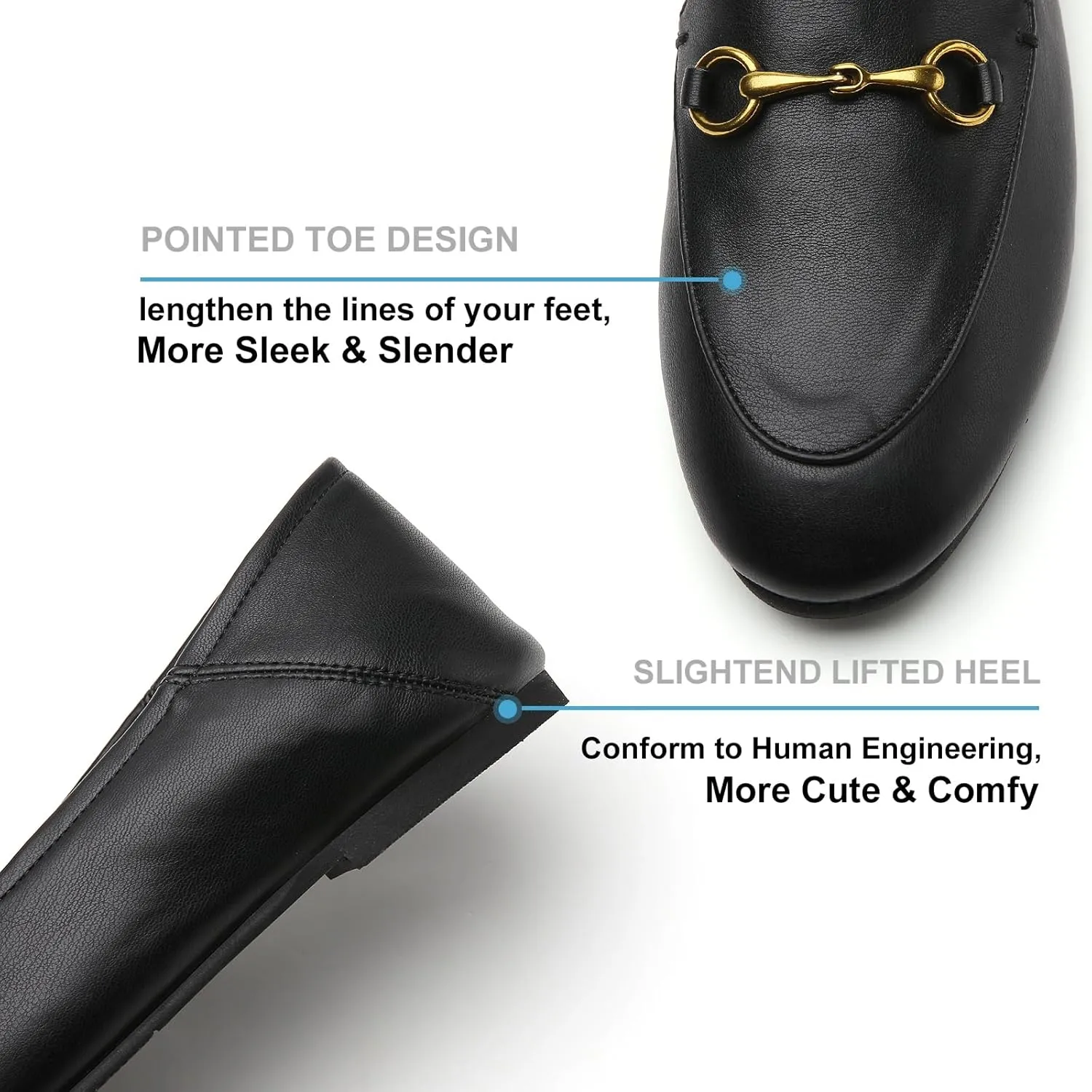 Womens Casual Buckle Loafers Work Flats Round Toe Business Backless Ballet Flats Metal Décor Driving Slip on