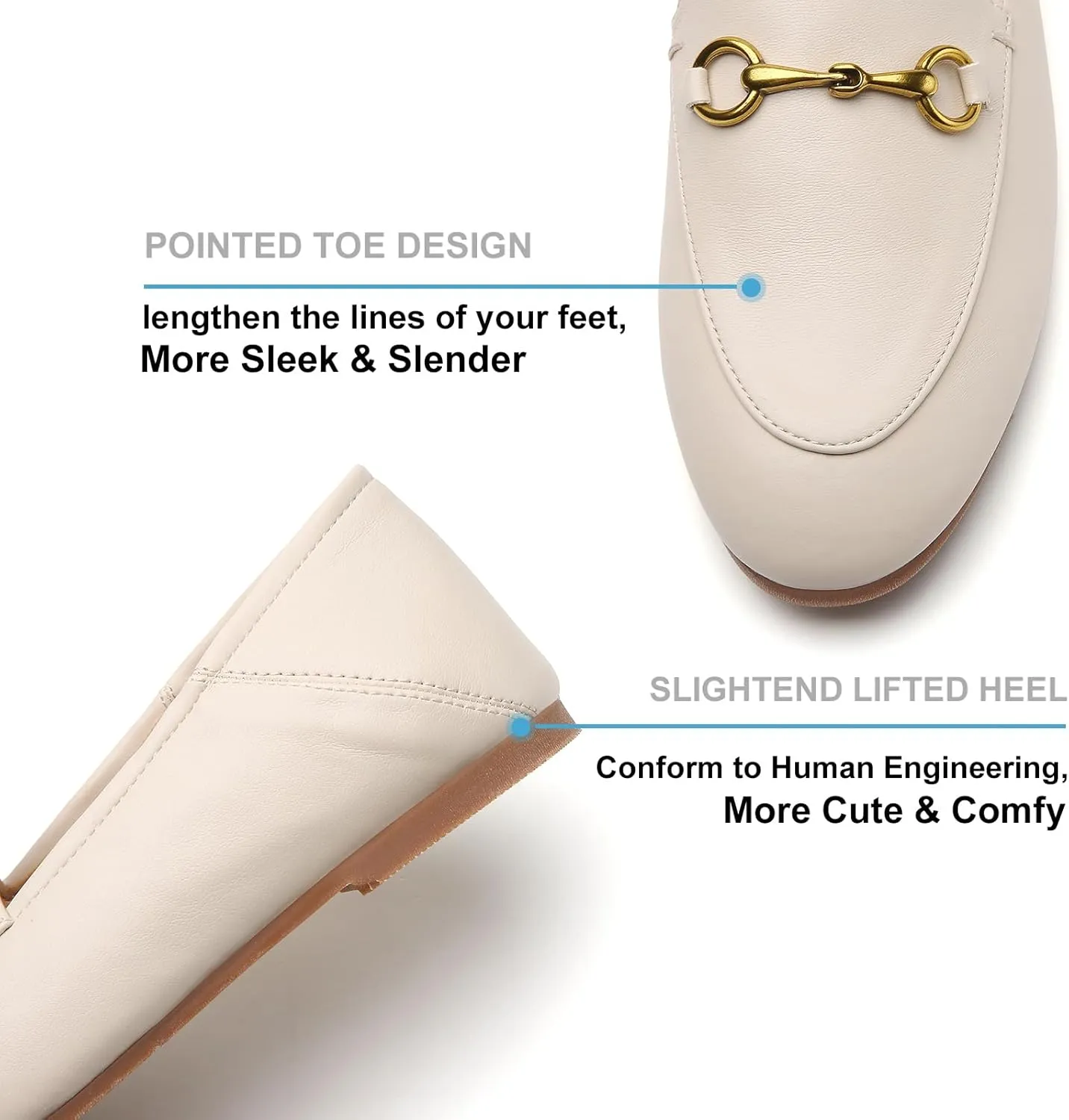 Womens Casual Buckle Loafers Work Flats Round Toe Business Backless Ballet Flats Metal Décor Driving Slip on