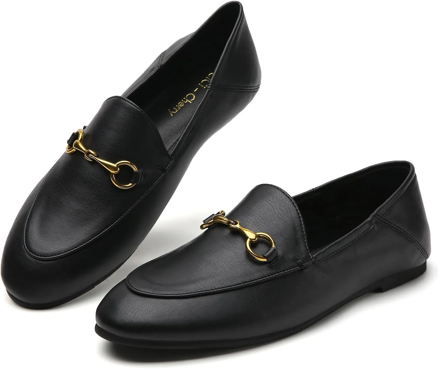 Womens Casual Buckle Loafers Work Flats Round Toe Business Backless Ballet Flats Metal Décor Driving Slip on
