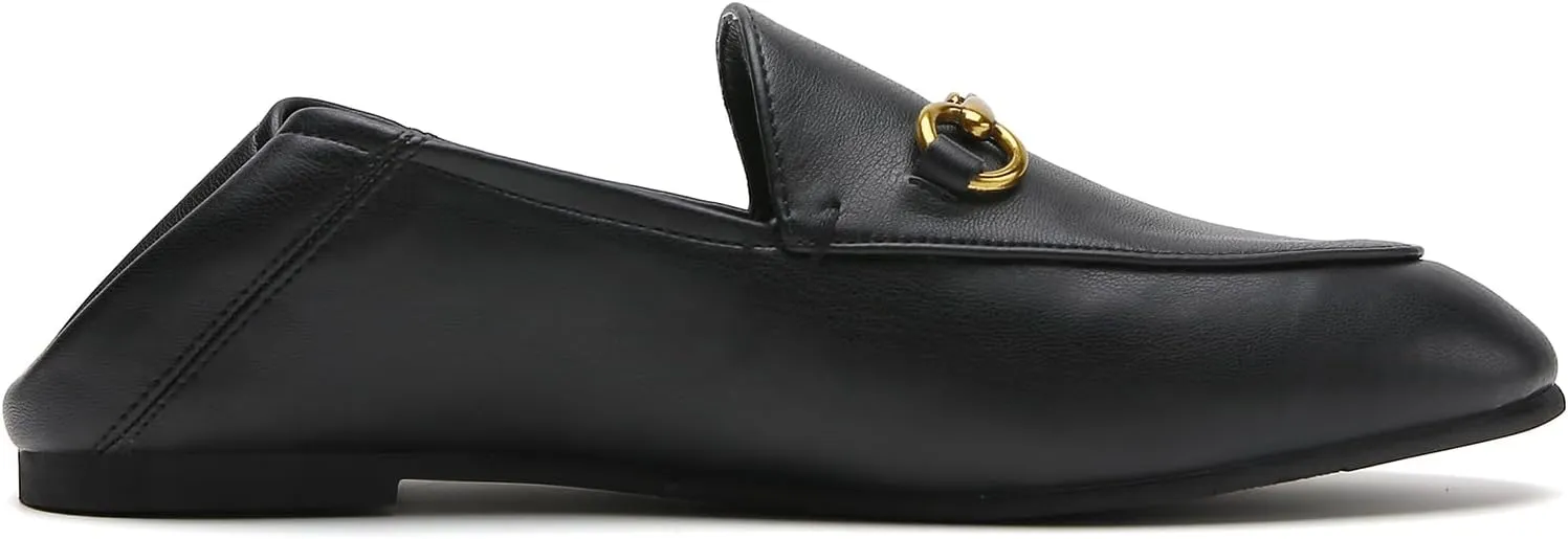 Womens Casual Buckle Loafers Work Flats Round Toe Business Backless Ballet Flats Metal Décor Driving Slip on