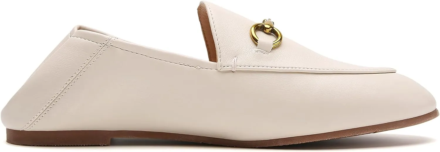 Womens Casual Buckle Loafers Work Flats Round Toe Business Backless Ballet Flats Metal Décor Driving Slip on