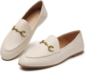 Womens Casual Buckle Loafers Work Flats Round Toe Business Backless Ballet Flats Metal Décor Driving Slip on