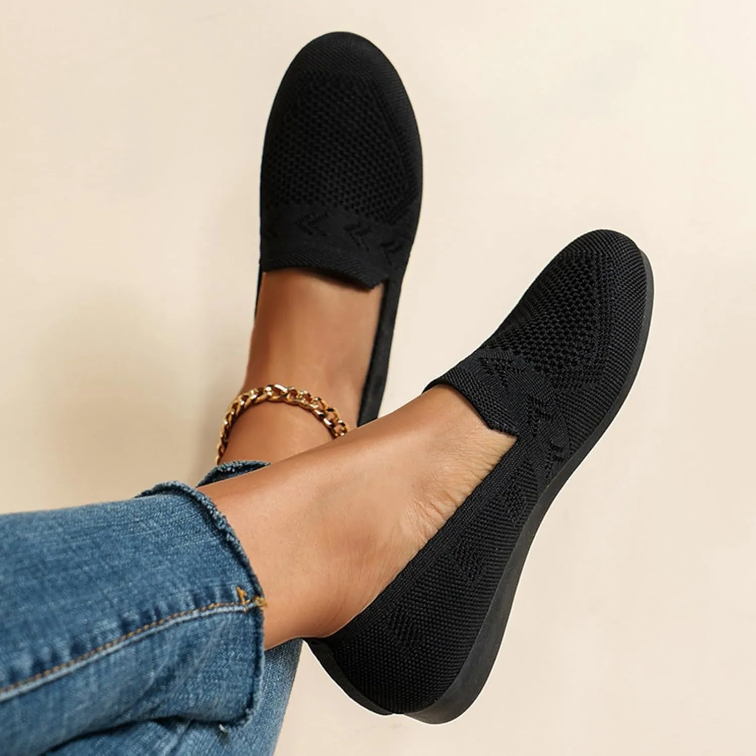 Women's Comfort Ballerina Walking Shoes Shallow Mouth Leisure Flat Shoes Breathable Mesh Sneakers Walking Shoes