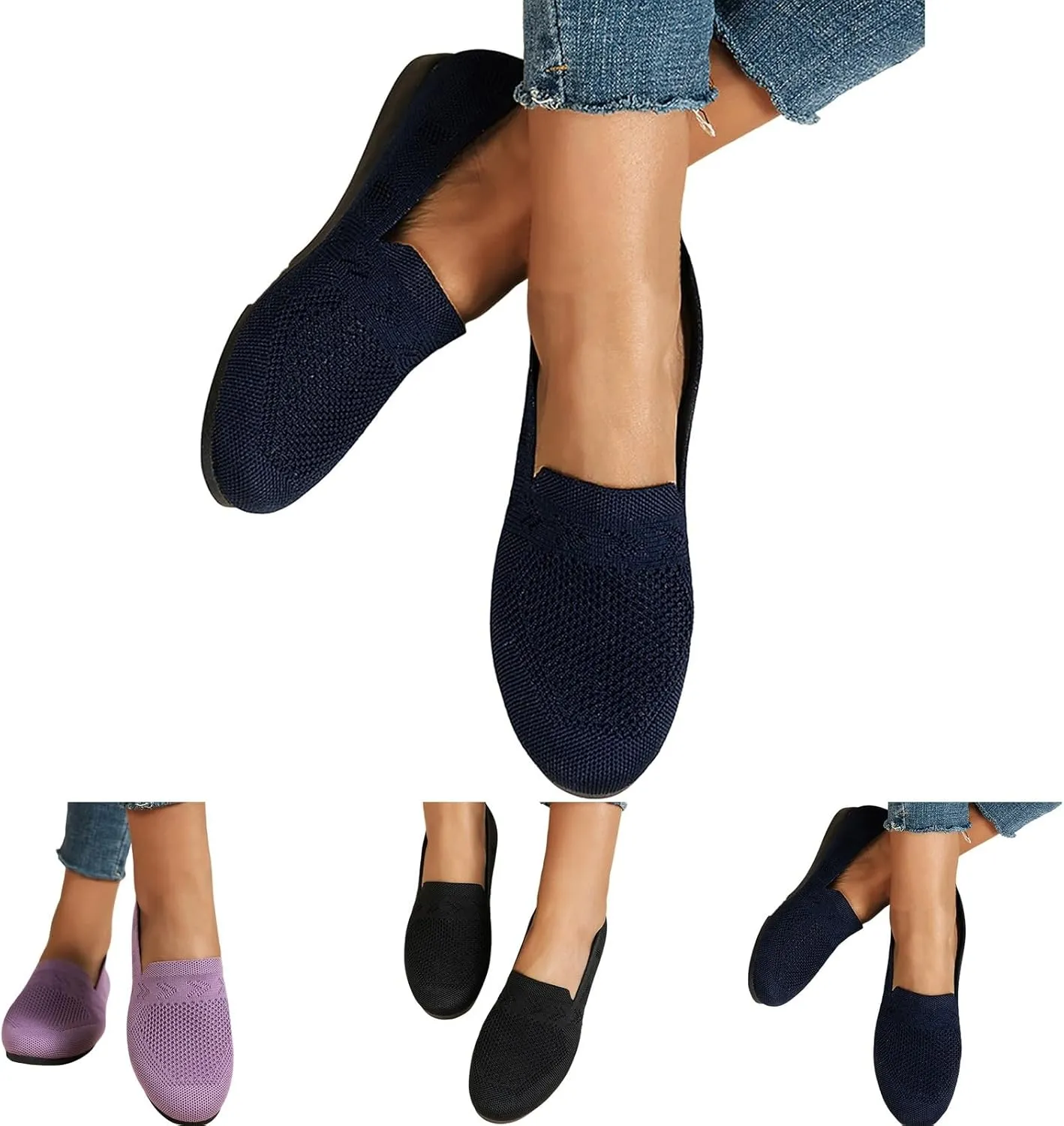 Women's Comfort Ballerina Walking Shoes Shallow Mouth Leisure Flat Shoes Breathable Mesh Sneakers Walking Shoes