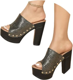 Women's High Heel Slippers Open Toe Sandals Casual Wear Vacation Summer Spring Comfortable Slippers Women for Home