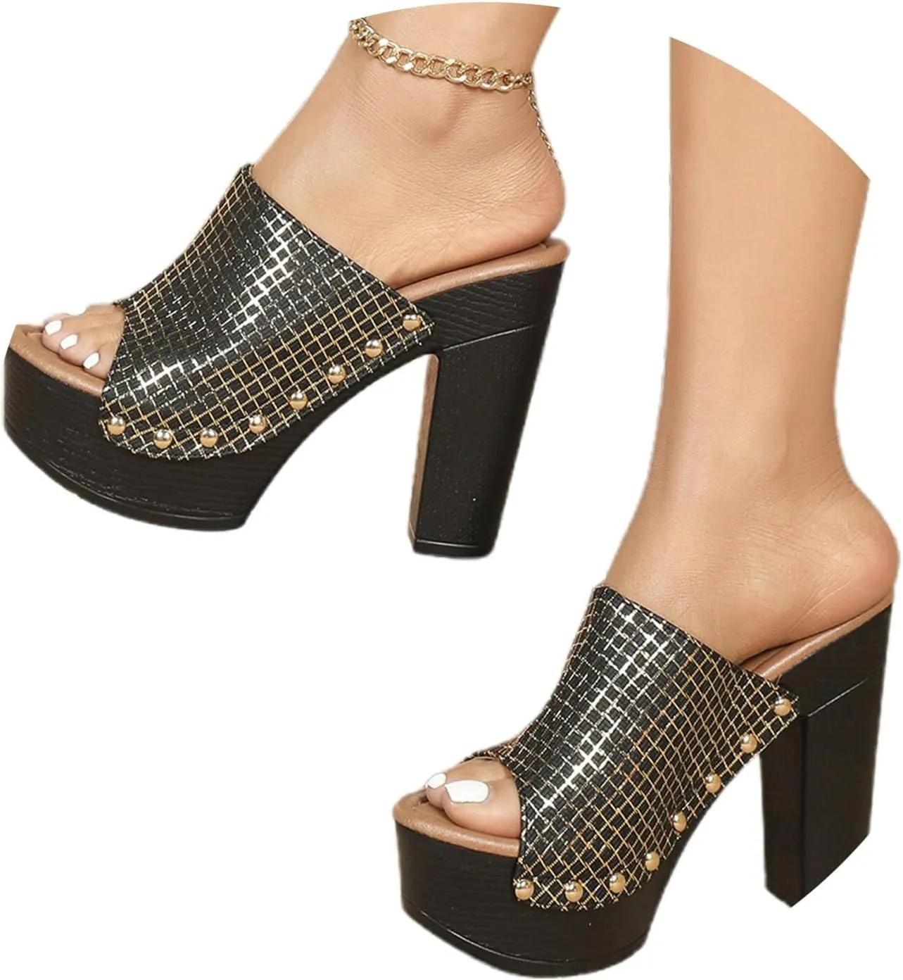 Women's High Heel Slippers Open Toe Sandals Casual Wear Vacation Summer Spring Comfortable Slippers Women for Home