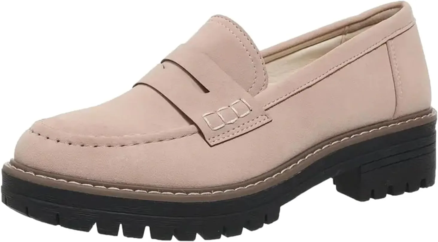 Womens Loafers Comfortable Dress,Chunky Platform Penny Loafers Lug Sole Slip On Fall Shoes Work Business Casual Shoes