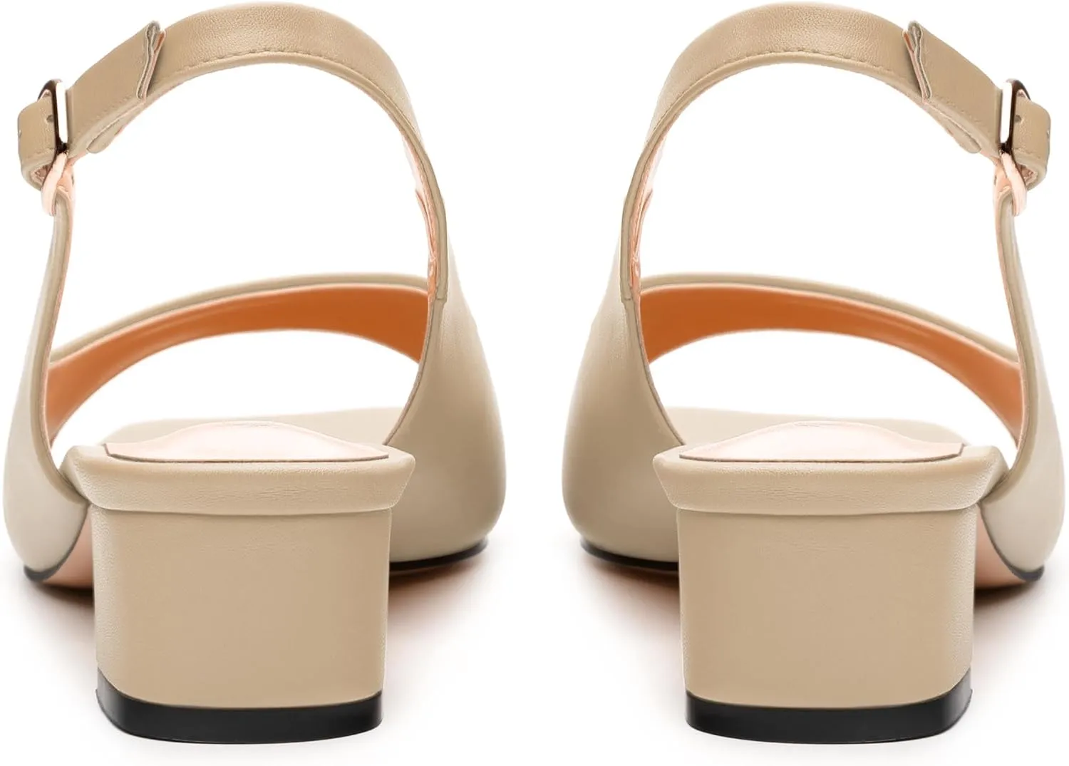 Womens Low Heel Slingbacks, Square Peep Toe Block Heel Sandals for Women, Comfort Heeled Casual Shoes