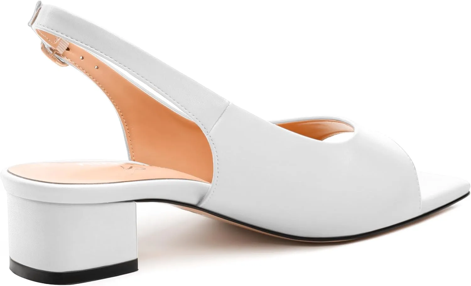 Womens Low Heel Slingbacks, Square Peep Toe Block Heel Sandals for Women, Comfort Heeled Casual Shoes