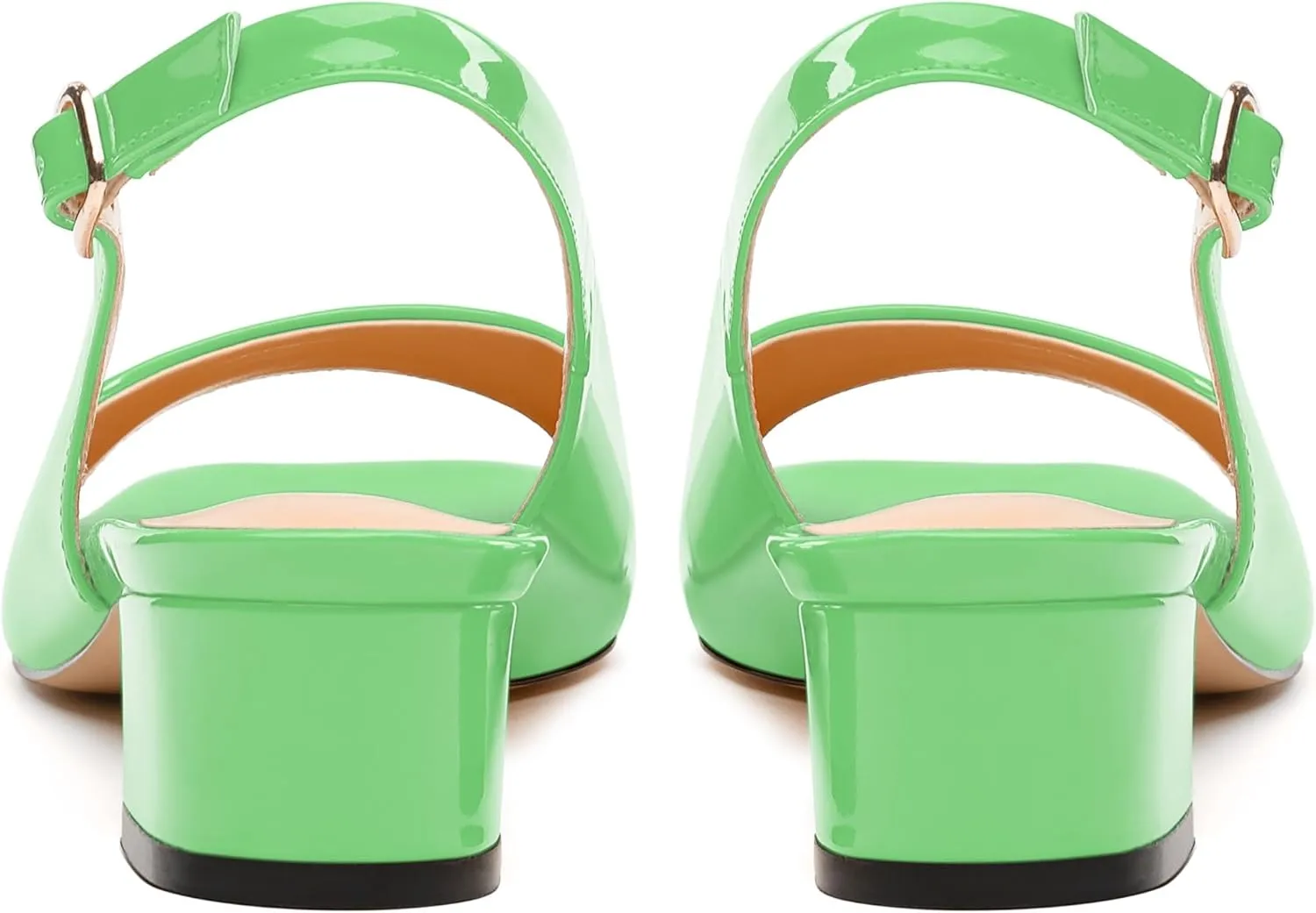 Womens Low Heel Slingbacks, Square Peep Toe Block Heel Sandals for Women, Comfort Heeled Casual Shoes