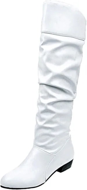 Women's Mid Calf Dress Boots Color Toe Women Boots Knee-High Solid Round Boots Slip-On Shoes Elastic Leather Booties
