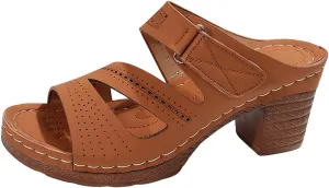 Womens Open Toe Sandals Summer Casual Non Slip Slippers Orthopedic Chunky Low Heels Open Toe Casual Summer Dressy Walking Beach Slippers Hollow Out Shoes