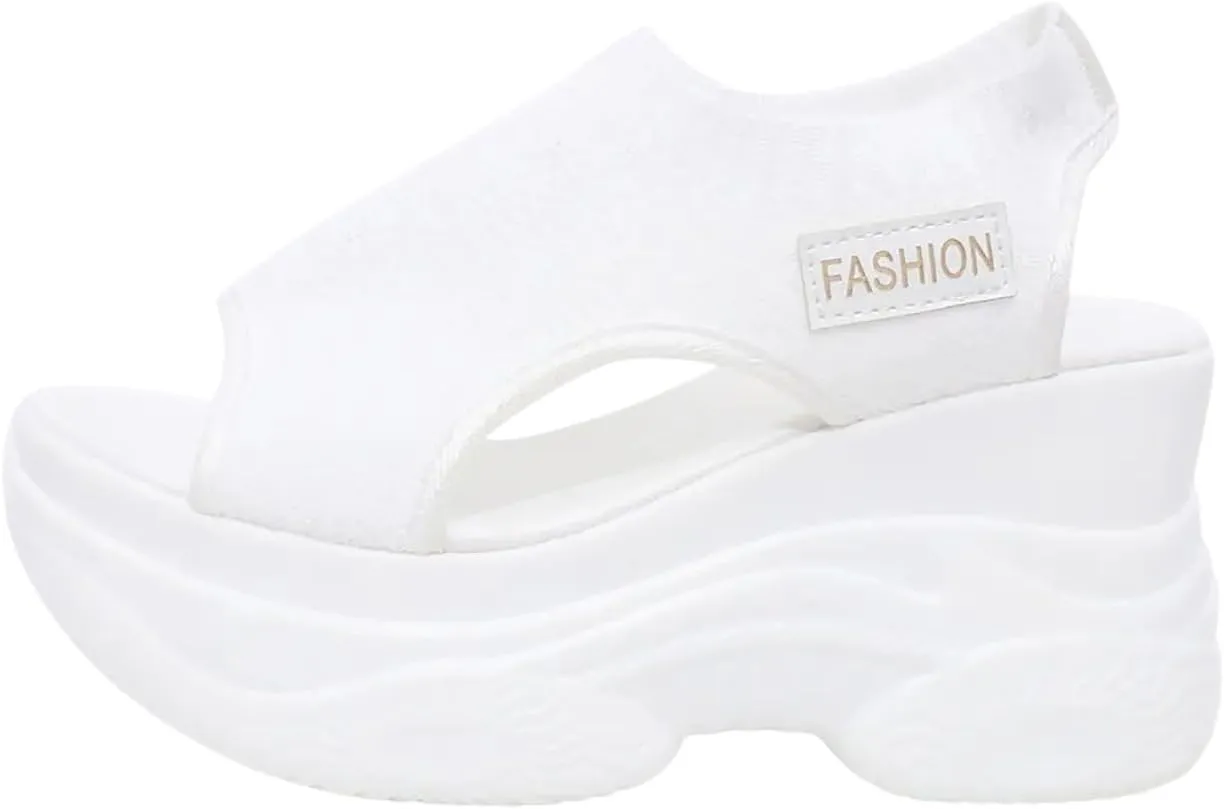 Women's Peep Toe Platform Sneakers Summer Athletic Sport Walking Sandals Arch Support Comfy Orthotic Sandal Slip Ons
