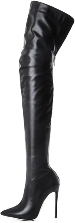 Women's Platform Boots Pointed High Zipper Over Boots Toe Knee Vintage Heel The Shoes for Women Platform Sole Boots