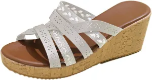 Womens Resort Wedge Sandals Dressy Casual Slip on Sandal Shoes Slip on Comfortable Walking Slides with Rubber Sole