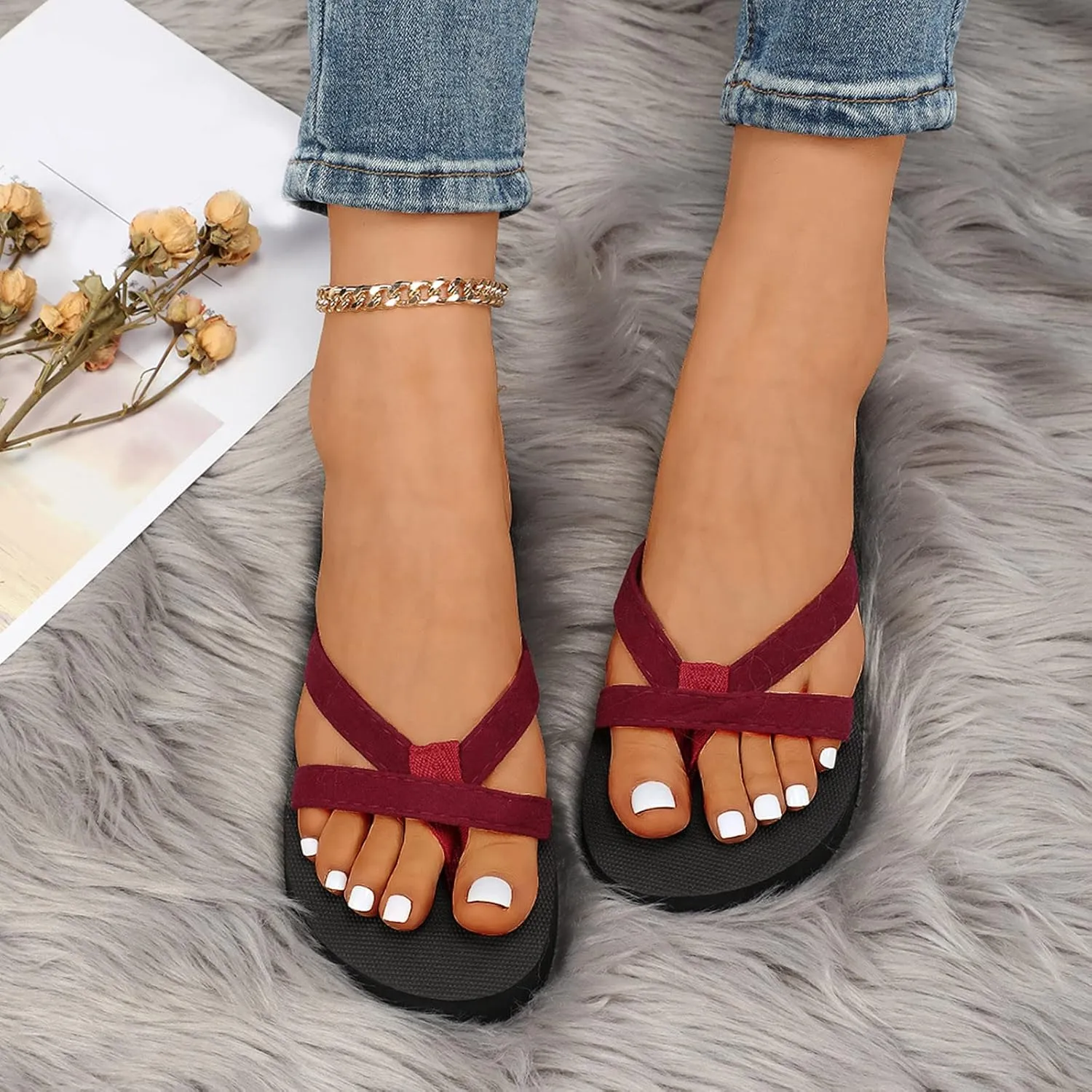 Women's Sandals Black Womens Shoes Dressy Sandals Flip Flops for Men Wide Feet Womens Flat Sandal Slip on Casual Flat Women's Elastic Strap Flat Sandal
