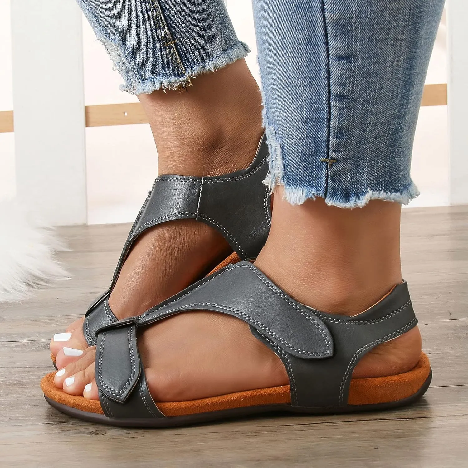 Womens Sandals Comfortable Dressy Women's Brown Sandals Flip Flops for Women Waterproof Flat Sandal Women Slip on Casual Flat Sandal Women Wedge Shoes