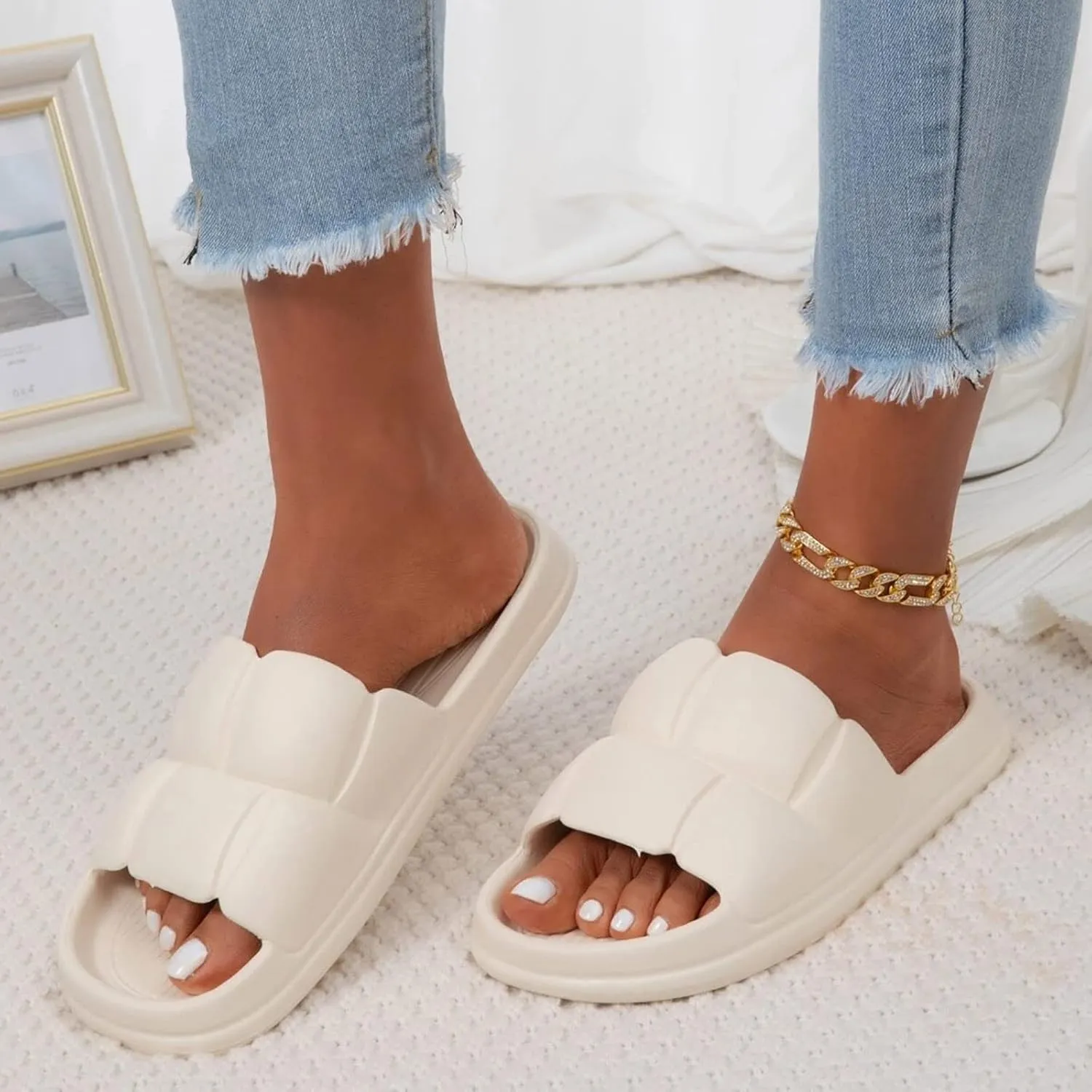 Women's Sandals Comfortable Walking Open Toe Sandals Black Flip Flops for Women Dressy Black Flat Sandal Dressy Open Toe Summer Dressy Women's Comfortable Walking Sandal