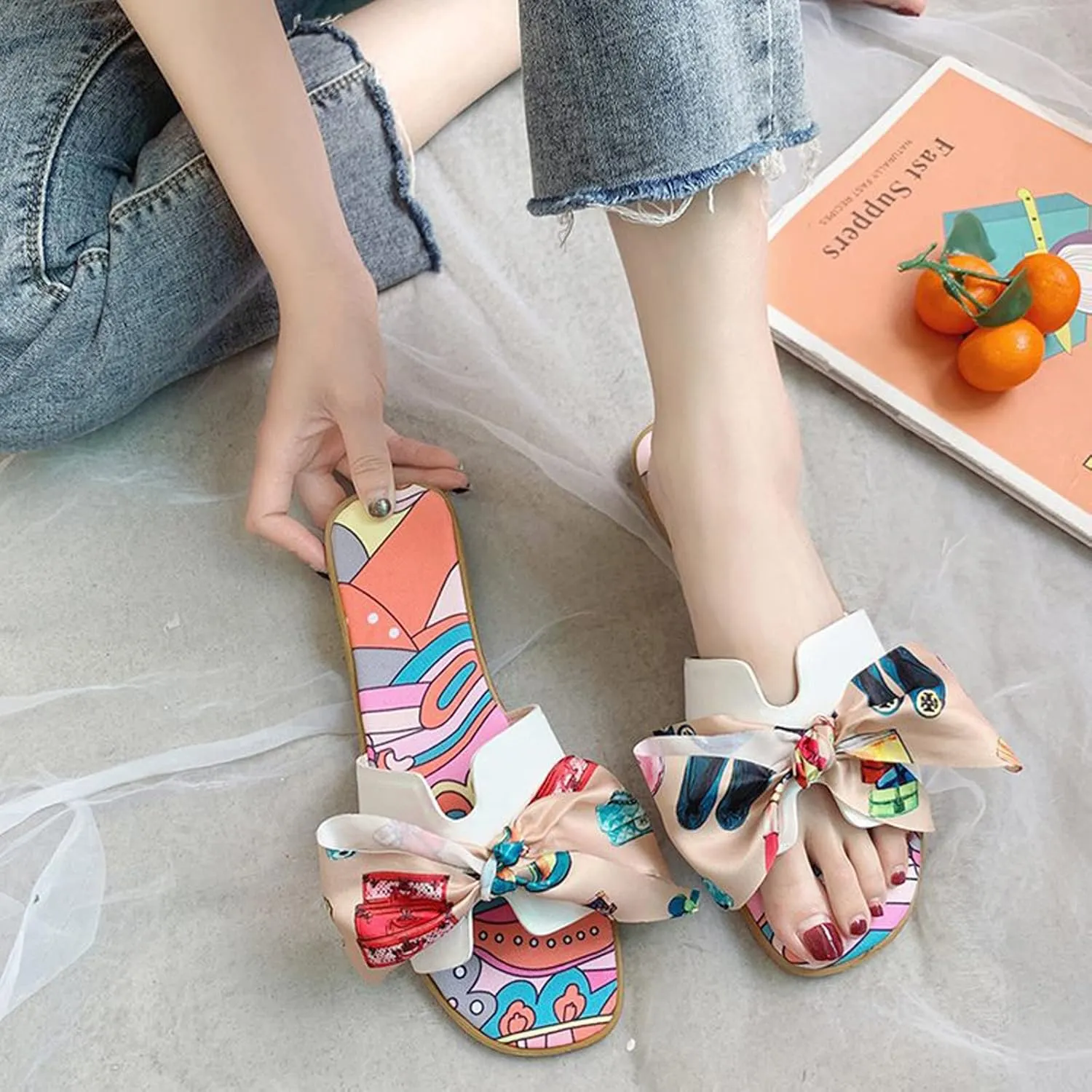 Women's Sandals Comfortable Womens Sandals Strap Flip Flop Slippers Women Funny Womens Flat Sandles Summer Slip on Flat Women's Comfortable Arch Support Dressy Flat